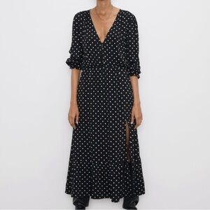 Zara Polka Dot Midi Dress Size S
